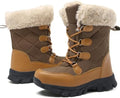 Women's Snow Boots Winter Water-Resistant Faux Fur Lined Warm Outdoor Lace Up Mid-Calf Booties Deep Tread Rubber Sole