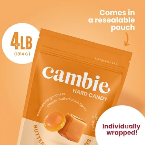 Cambie Butterscotch Hard Candy Individually Wrapped - 4 lbs Hard Candy