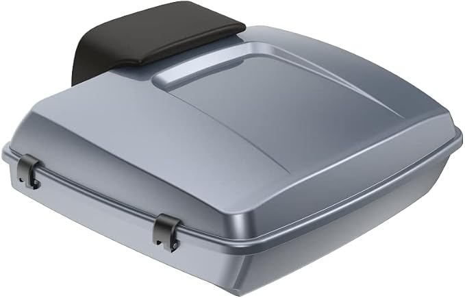 Advanblack Road Glide Tour Trunk Pack Gauntlet Grey Metallic Razor Tour Trunk Pack Backrest Pad for '97-'25 Harley Touring Road King Street Glide Electra Glide CVO models