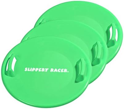 Slippery Racer Heavy-Duty Cold Weather Downhill Pro Adults and Kids Plastic Outdoor Winter Saucer Disc Snow Sleds with Handles.