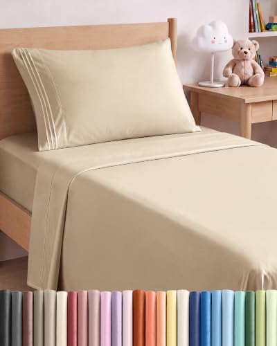 Twin Size 3 Piece Sheet Set - Comfy Breathable & Cooling Sheets - Cream