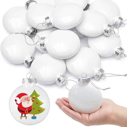 Zubebe 24 Pcs 3.15 Inch Blank White DIY Christmas Ball Ornaments for Craft