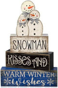 Lineshading 4 Pcs Wooden Snowman Tiered Tray Decor Winter Signs Home
