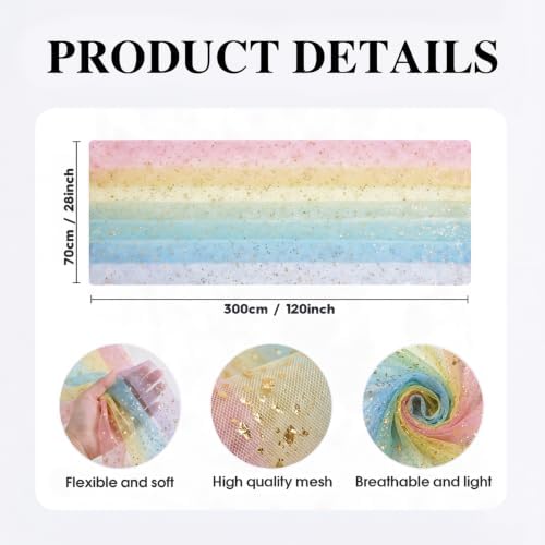 Artoid Mode 2-Pack Gold Gauze Table Runner 120 Inch 10FT, Rainbow Glitter Metallic Foil Sheer Dining Wedding Anniversary Holiday Birthday Table Decor for Home Party