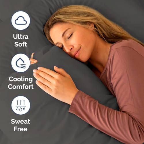 Short Queen Size 4 Piece Bed Sheet Set - RV Short Queen Sheets - Charcoal