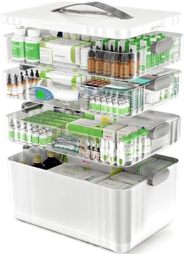 ARSTPEOE 4-Tier Medicine Organizer - Portable Medicine Cabinet with Handle