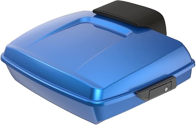 Advanblack Road Glide Tour Trunk Pack Electric Blue Razor Tour Trunk Pack Backrest Pad for '97-'25 Harley Touring Road King Street Glide Electra Glide CVO models