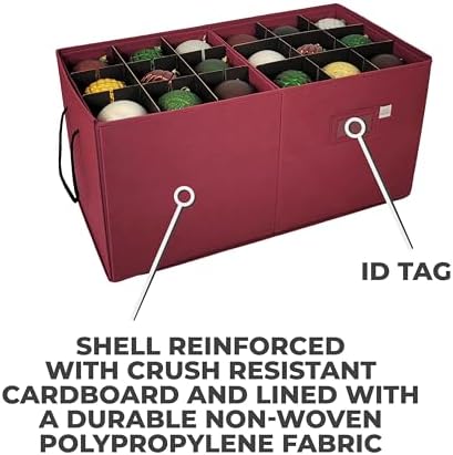 612 Vermont Christmas Ornament Storage Box, Adjustable Acid-Free Dividers