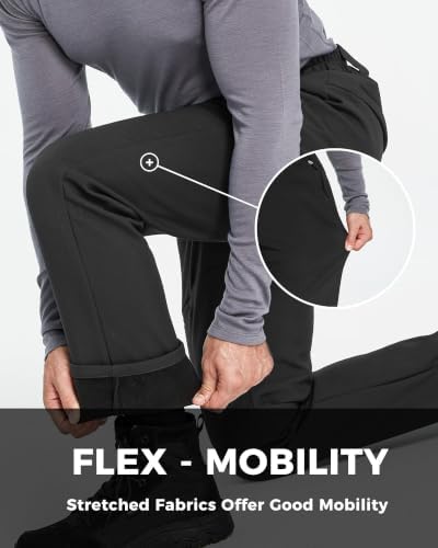 wantdo Men's Fleece Lined Pants Insulated Softshell Ski Snow Hiking Pant