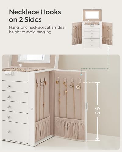 SONGMICS 6-Layer Jewelry Box Organizer with 5 Drawers, Lock and Mirror