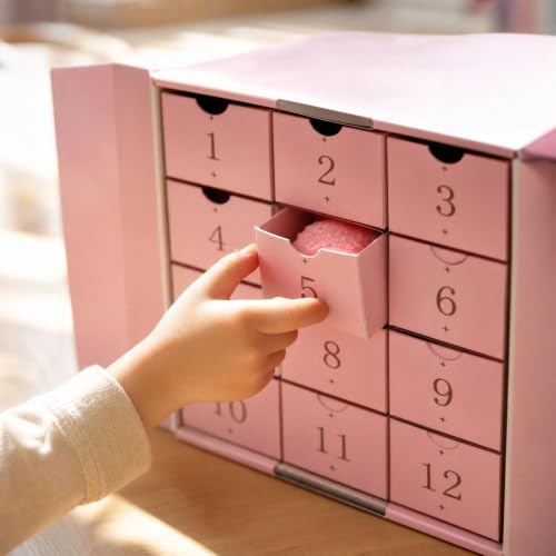 Crunchy Squishy Pink Gift Box, Chisimas Advent Calendar Gift Boxes for Presents, 12 Days Calendar Box for Groomsman Proposal Box, Wedding, Christmas, Halloween, Birthday Gift Packging