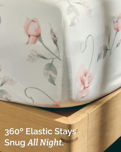Full 4 Piece Boho Botanical Floral Sheet Set - Soft & Cooling - Rosebud
