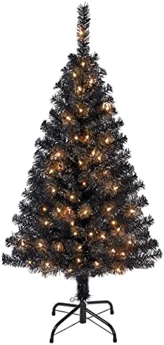 Yaheetech 4ft Pre-lit Artificial Small Christmas Tree with Stand, Black