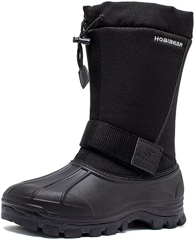 HOBIBEAR Men's Waterproof Snow Boots, Insulated Pull-On Winter Boots