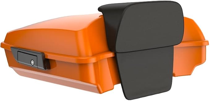 Advanblack Road Glide Tour Trunk Pack Baja Orange Razor Tour Trunk Pack Backrest Pad for '97-'25 Harley Touring Road King Street Glide Electra Glide CVO models