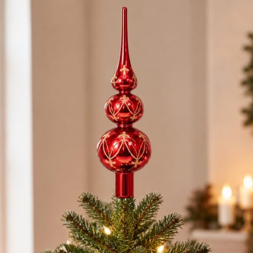 Yinder 10 Pcs Vintage Christmas Glass Ornament and Tree Topper for Tree