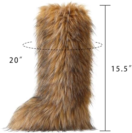 CELNEPHO Faux Fur Boots Knee High Furry Boots Fuzzy Winter Snow Shoes Flats