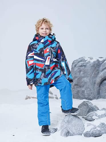 WOWULOVELY Big Boy's 2-Piece Colorblock Snow Pants and Jacket Snowsuit Ski Suit