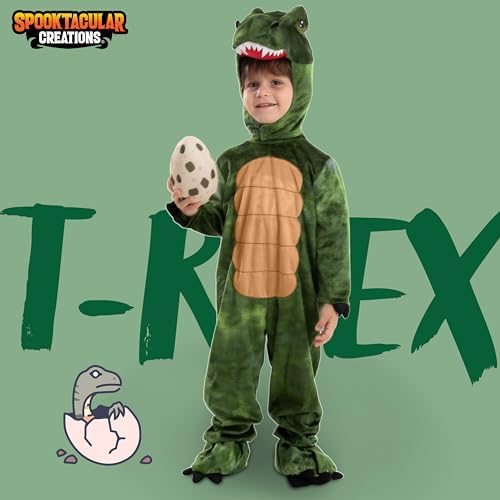 Spooktacular Creations Halloween Realistic T.rex Costume Outfit Dinosaur Jumpsuit with Egg
