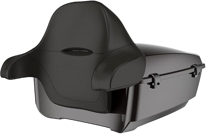 Advanblack Road Glide Tour Trunk Pack Black Forest King Tour Trunk Pack Luggage +Wrap-Around Backrest Pad for '97-'25 Harley Touring Road King Street Glide Electra Glide CVO models