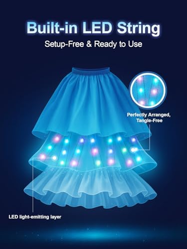 Light Up Princess Costume with handle ＆ App Control for 3-9 Ages Halloween