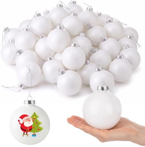 Zubebe 36 Pcs 4 Inch Blank White DIY Christmas Ball Ornaments for Craft