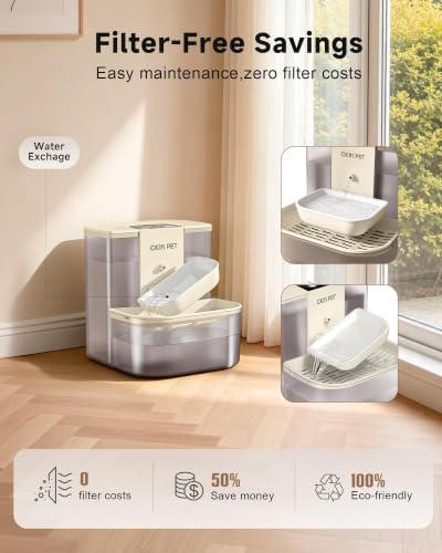 Heated Cat Water Fountain No Filters,4.5L Wireless Automatic Pet Fountain