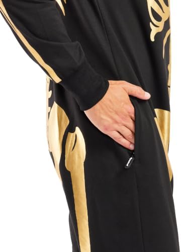Tipsy Elves Men's Halloween Skeleton Costume Hooded Jumpsuit Adult Onesie