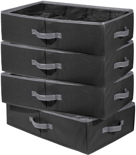 Preboun 4 Pack Christmas Nutcracker Storage Box Clear Top,Black