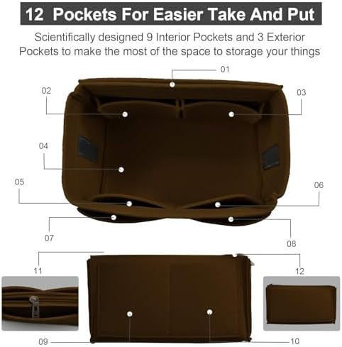 OMYSTYLE Purse Organizer Insert, Felt Tote Bag Organizer Insert with 5 Sizes, Handbag Dividers for Inside Purse, Compatible with Longchamp, Neverful, Speedy and More