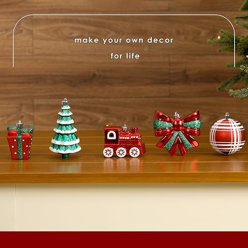 Alupssuc 82pcs Classic Christmas Balls Ornaments Set, Red, White and Green