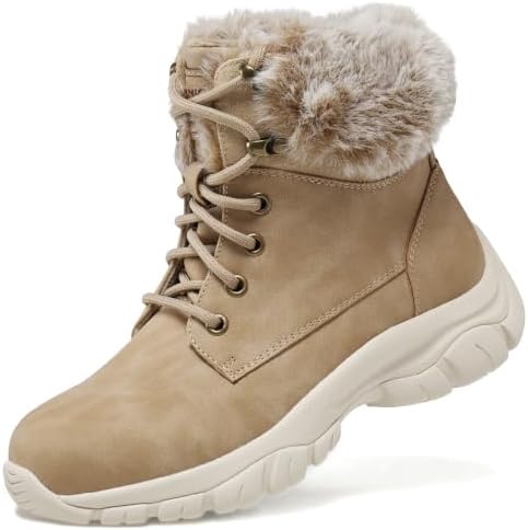 ANJOUFEMME Womens Winter Snow Hiking Boots Fur Lined Lightweight Warm Shoes