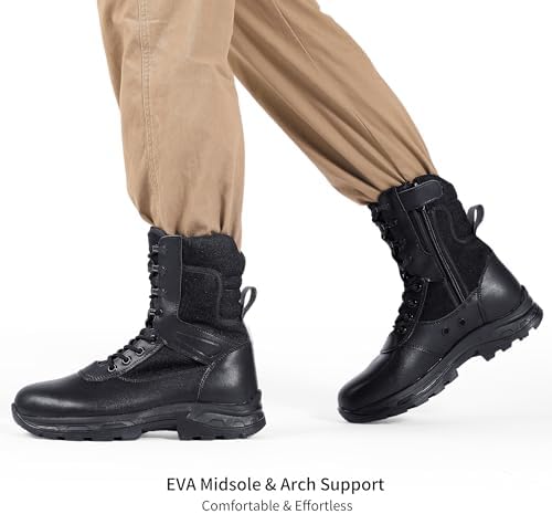 Men's Military Tactical Work Boots with Side Zipper, Puncture Resistant, Desert Combat, Army Jungle, 8 Inch Lightweight Hiking Boots