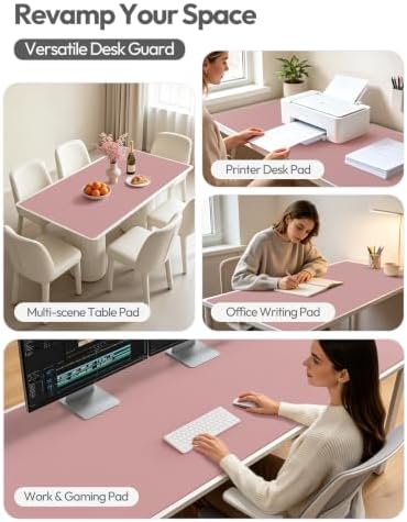 YSAGi Leather Desk Pad Protector, Office Desk Mat, Large Mouse Pad, Non-Slip PU Leather Desk Blotter, Laptop Desk Pad, Waterproof Desk Writing Pad for Office and Home (Pale Mauve,55" x 24")