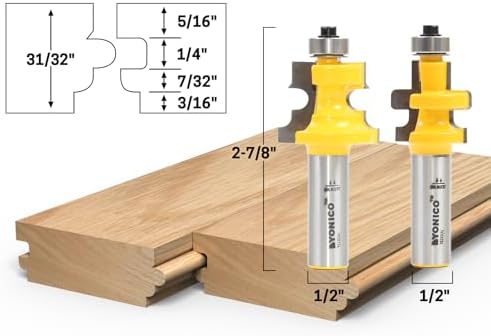 YONICO Tongue and Groove Router Bits Set Flooring 2 Bit Flooring 1/2-Inch Shank 15230