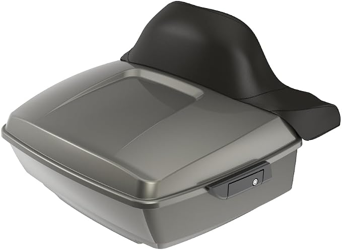 Advanblack Road Glide Tour Trunk Pack Industrial Gray King Tour Trunk Pack Luggage +Wrap-Around Backrest Pad for '97-'25 Harley Touring Road King Street Glide Electra Glide CVO Models
