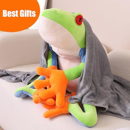 ELAINREN Ultra-Soft Tree Frog Plush Pillow Red-Eyed Frog Stuff Toy/15.7''