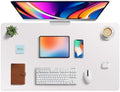 Aothia Faux Leather Desk Mat - Large Mouse Pad, Non-Slip PU Leather Blotter, Waterproof Writing Surface for Office and Home (Pale Lavender White, 40" x 24")