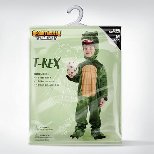 Spooktacular Creations Halloween Realistic T.rex Costume Outfit Dinosaur Jumpsuit with Egg