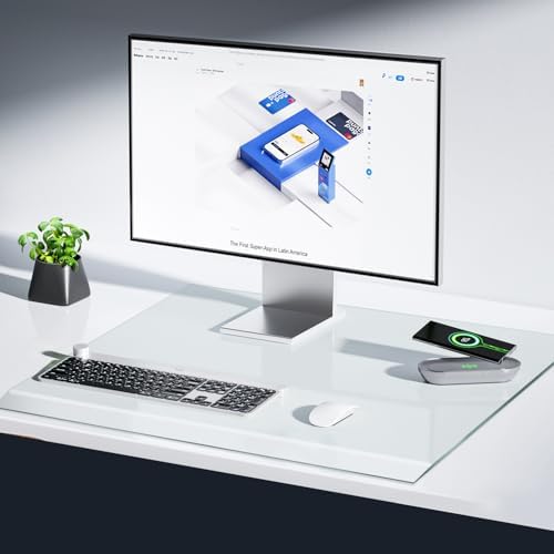 VASUHOME 32" x 20" Premium Tempered Glass Desk Mat with Beveled Edge - Ergonomic Desk Protector, Crystal Clear, Dry Erase Surface, Ideal Table Top Protector for Home & Office