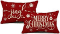 Allorry Merry Christmas Pillow Covers Set of 2 Cotton Linen Farmhouse Christmas Decorations Throw Pillow Cases Covers for Couch Bed Sofa 12x20 Inches