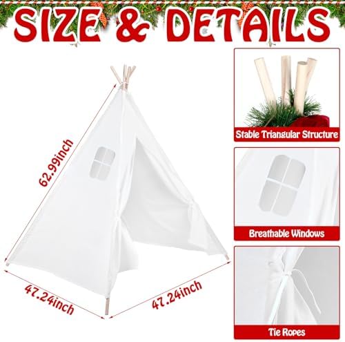Roundfunny 5 ft Christmas Tree Tent Set, Garland Balls LED Lights Playhouse