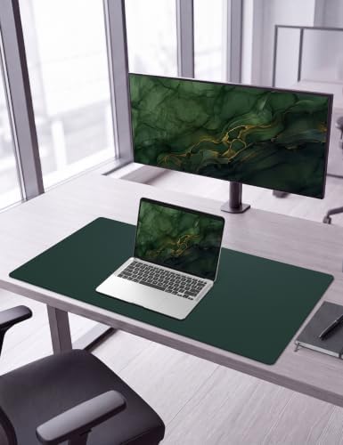 Leather Desk Pad Protector, 31.5" x 12", Dark Green Desk Mat
