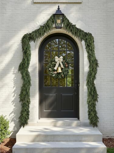 2PCS 9FT Christmas Cedar Garland, Real Touch Soft Greenery Xmas Decorations