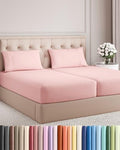 Split King Size 5 Piece Sheet Set - Breathable & Cooling Sheets - Baby Pink
