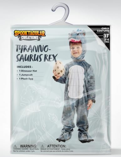 Spooktacular Creations Halloween Realistic T.rex Costume Outfit Dinosaur Jumpsuit with Egg