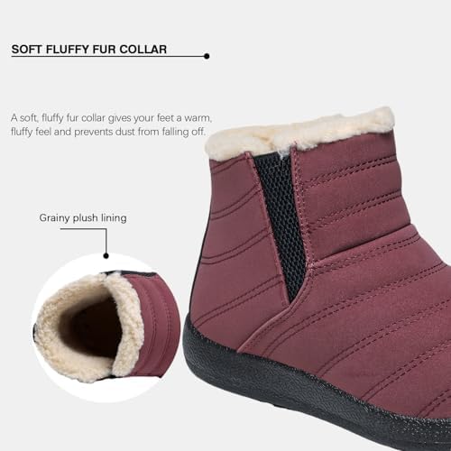JSWEI Winter Boots for Women - Soft Comfortable Faux Fur Mid Calf Winter Snow Boots Totes Boots Lace up Snow Boots Winter Boots with Insulated Black for Outdoor