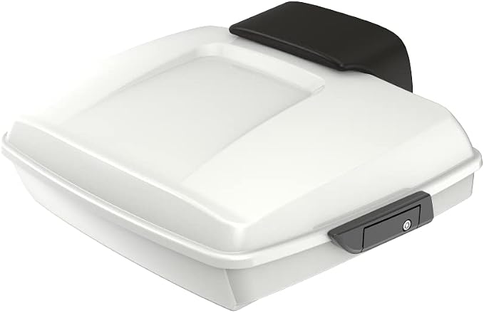 Advanblack Road Glide Tour Trunk Pack Stone Washed White Pearl Razor Tour Trunk Pack Backrest Pad for '97-'25 Harley Touring Road King Street Glide Electra Glide CVO models