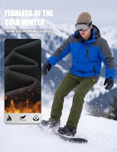 MAGCOMSEN Men's Ski Snow Pants Waterproof Fleece Lined Winter Hiking Pants