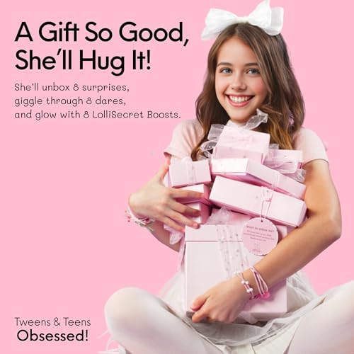 HAPPY LOLLI LolliBox Birthday Gift Set for Tween & Teen Girls Ages 8–15, Ready to Gift, 8 Individually Wrapped Gifts